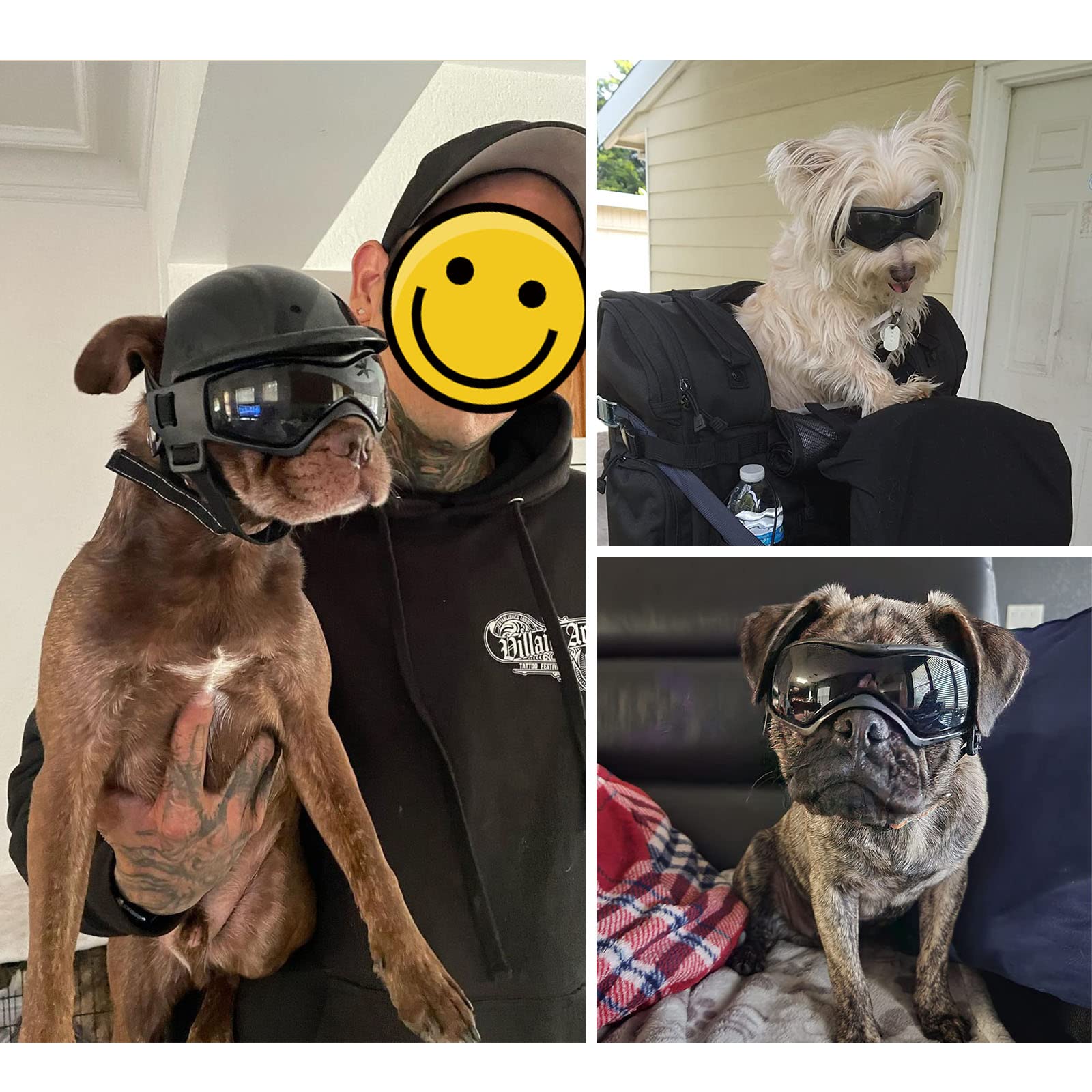 NAMSAN Occhiali anti UV per cani con casco per animali domestici, antivento, per cani di taglia piccola/media