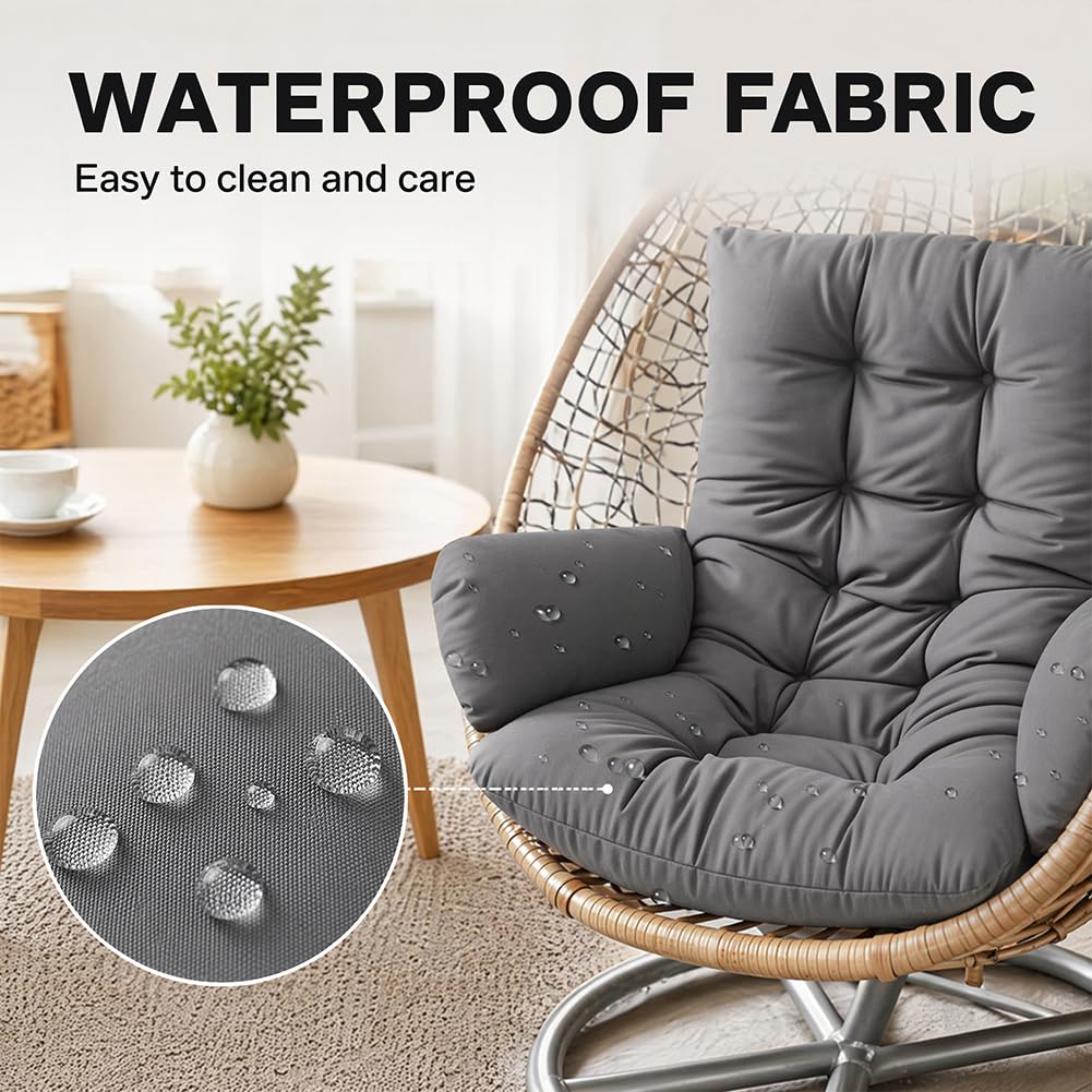 CEWROM Coussin de fauteuil suspendu - Coussin de jardin pour balancelle suspendue - Coussin en polyester épais avec dossier pour fauteuils suspendus, cocoons de jardin et chaises à œufs - Coussin