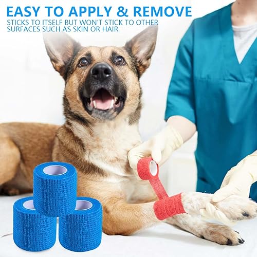 Miniatura 6 de Paquete de 15 rollos de vendaje autoadhesivo azul de 2 pulgadas x 5 yardas, cinta elástica autoadhesiva para estiramiento atlético, deportes,