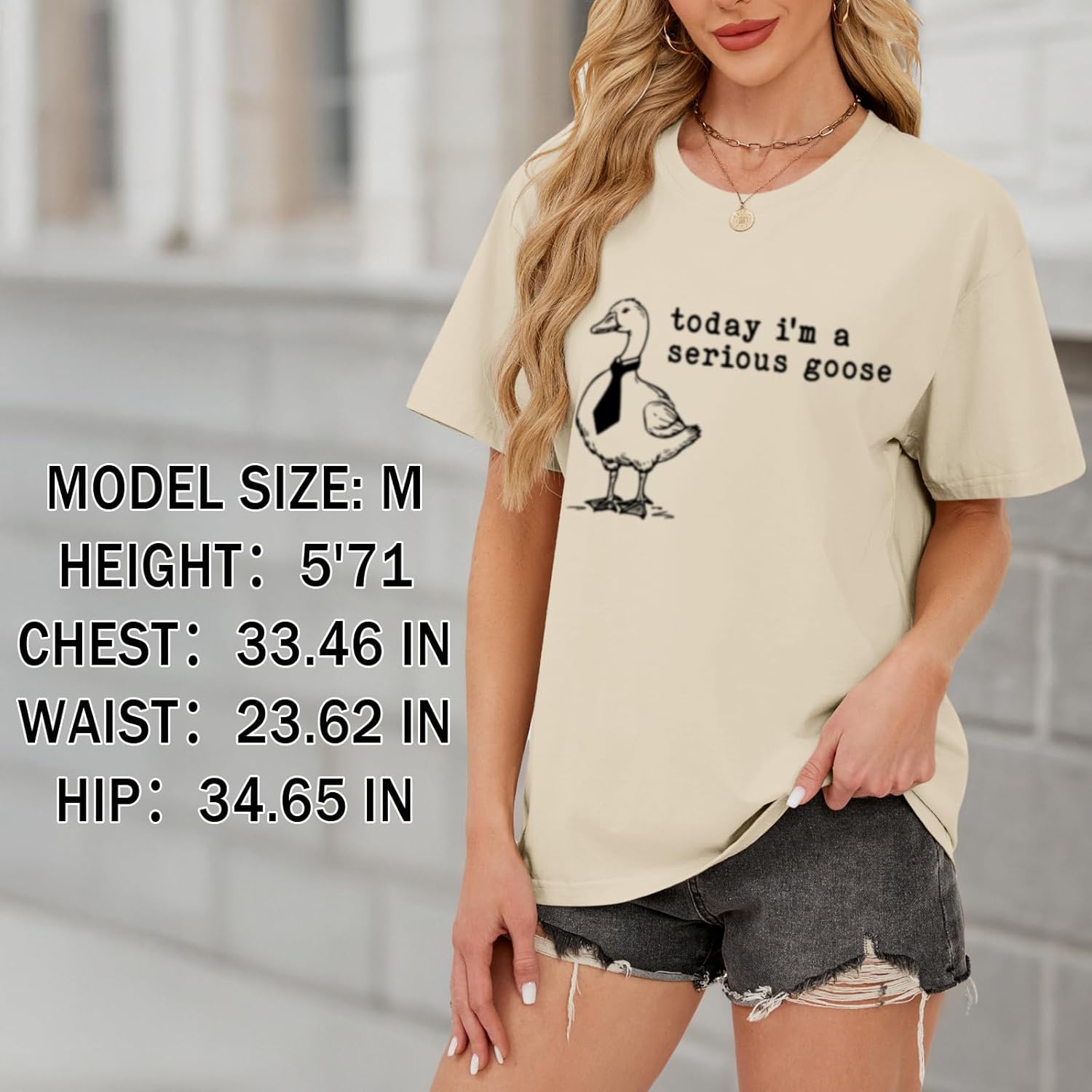 Tuislay Today I'm A Serious Goose Shirt Funny Silly Goose Tshirt Cute Graphic Tees for Women Animal Printed Loose Fit Shirts - Image 2