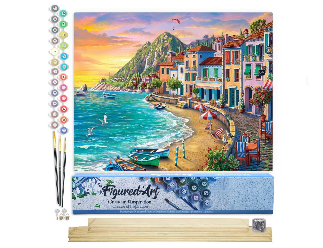Figured'Art Paint by Numbers for Adults Beach Holidays 40x50cm - Craft Art Painting Rolled Canvas with DIY Wooden Frame — image 1