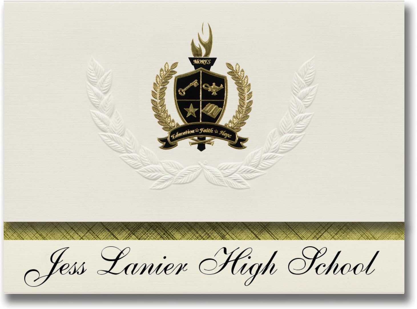 Signature Announcements Jess Lanier High School (Bessemer, AL) Graduation Announcements, Presidential style, Basic package of 25 with Gold & Black Metallic Foil seal