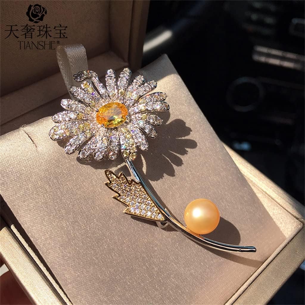 Japanese and Sunflower Pearl Brooch Daisy Zircon Brooch Accessory Girl