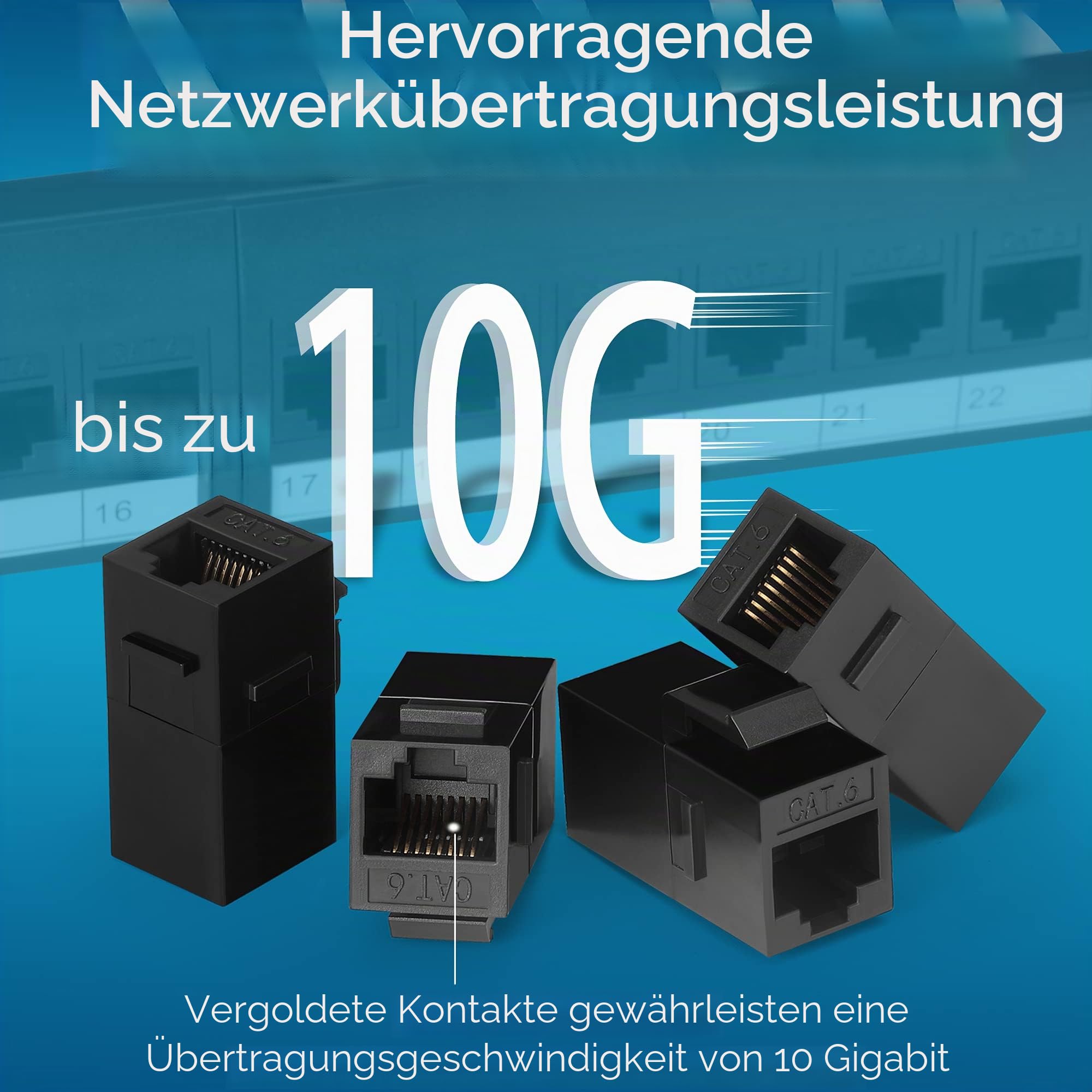Rapink 24-Port-Cat6-Patchpanel mit Inline-Keystones, 10G Unterstützung, Pass-Through-Kuppler, UTP 19-Zoll-Patchpanel mit abnehmbarem Rückbügel, 1U-Netzwerkpanel für Cat6-, Cat5e- und Cat5-Kabel