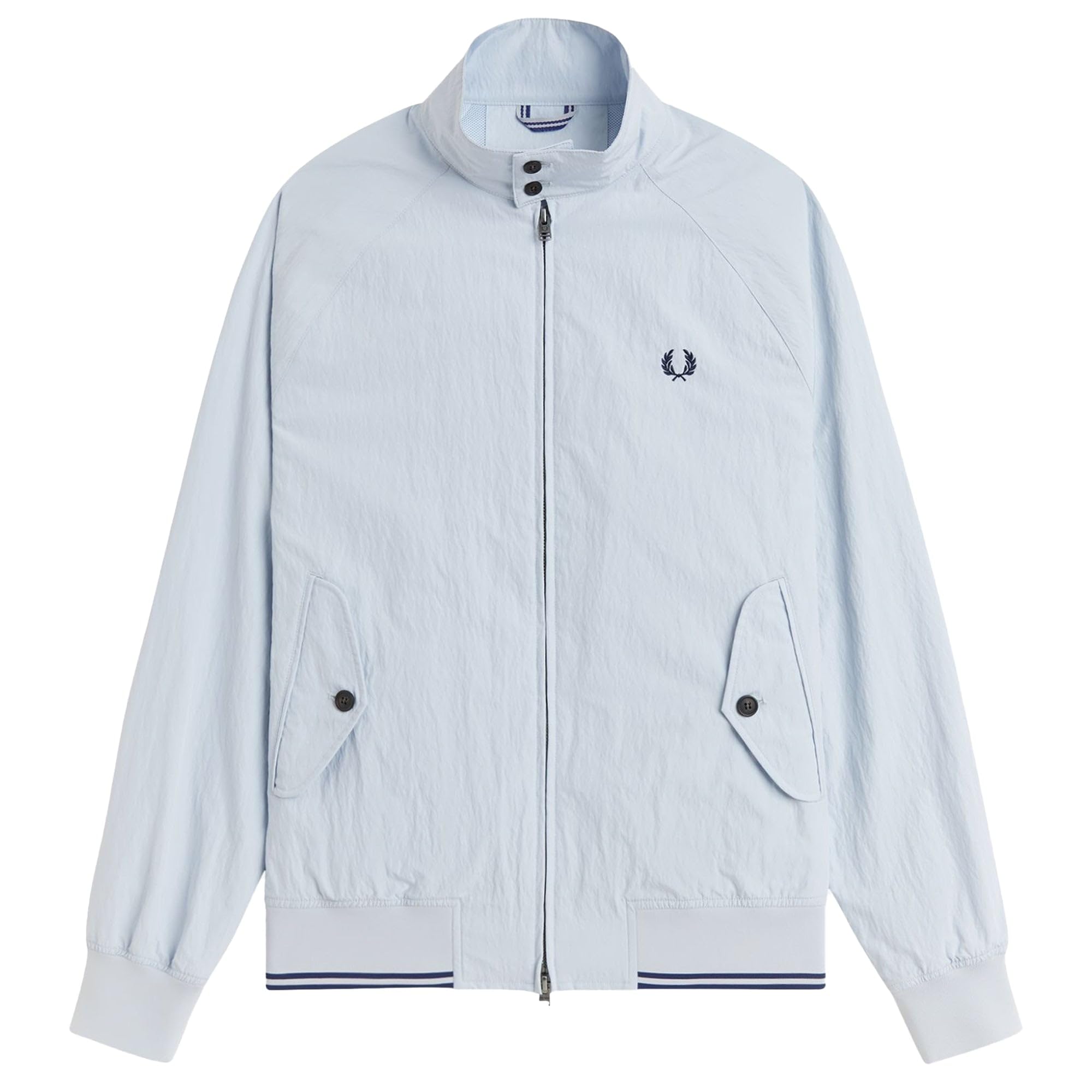 Fred Perry Unisex Blue Crinkle Harrington Jacket - Size 42/18/16/Regular