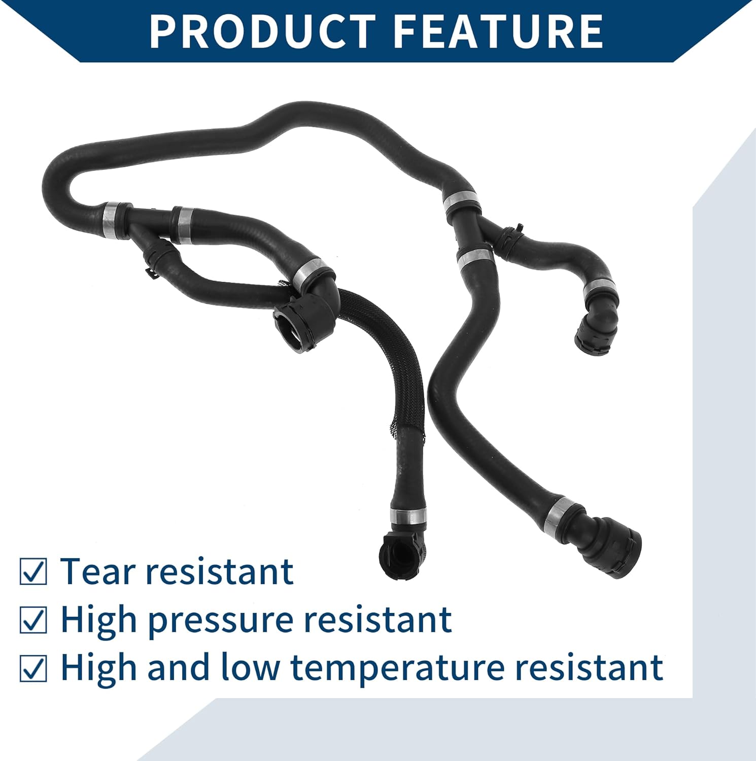 No.17127578403 Radiator Hose for BMW 5 SERIES F10 523i 528i 530i 2009-2013 Engine Engine Coolant Recovery Tank Hose Good Sealing Rubber 1 Pc Black