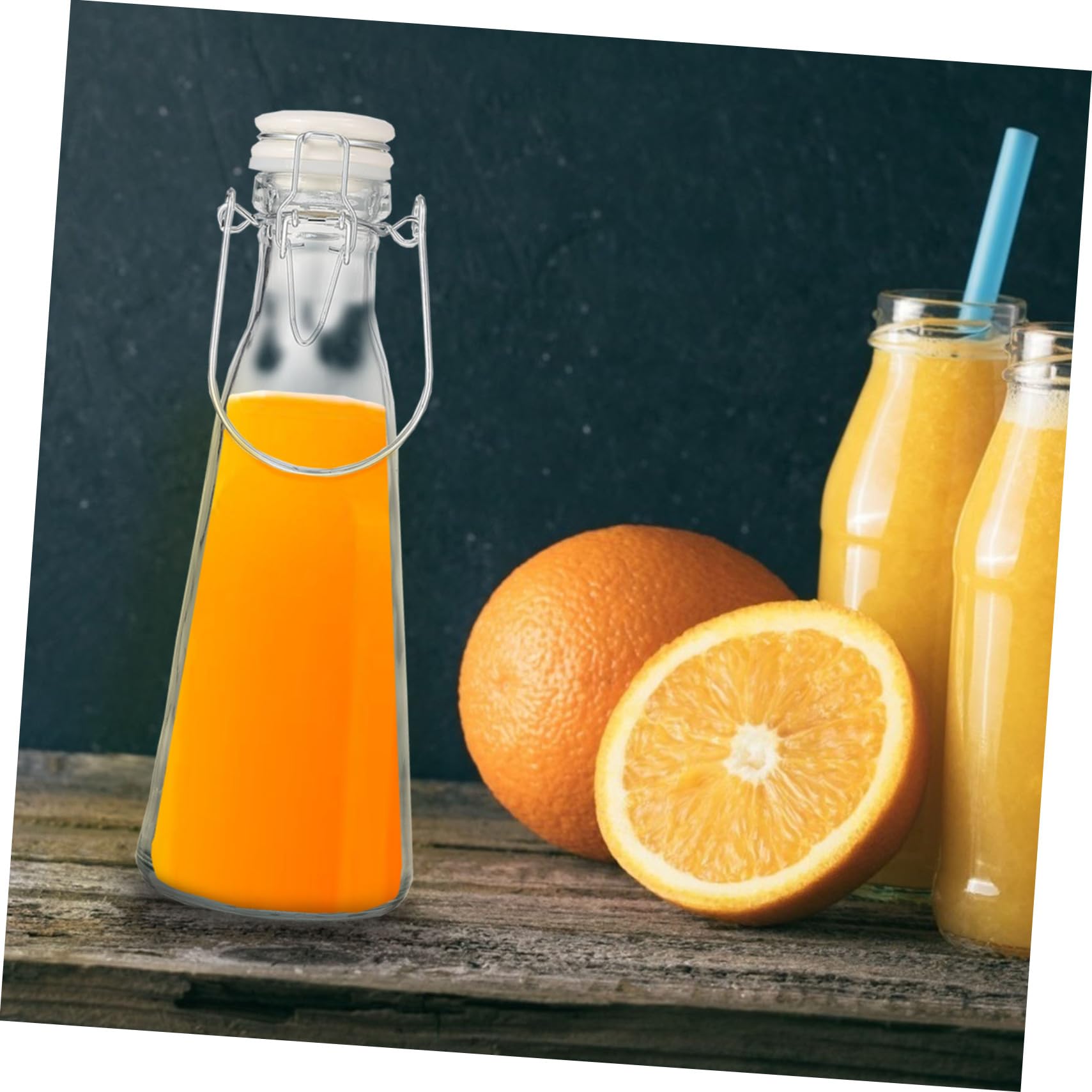 2piezas Botellas Extra Gruesas De Bebida Transparentes Fiables Para Leche Agua Diseño Simple Práctico