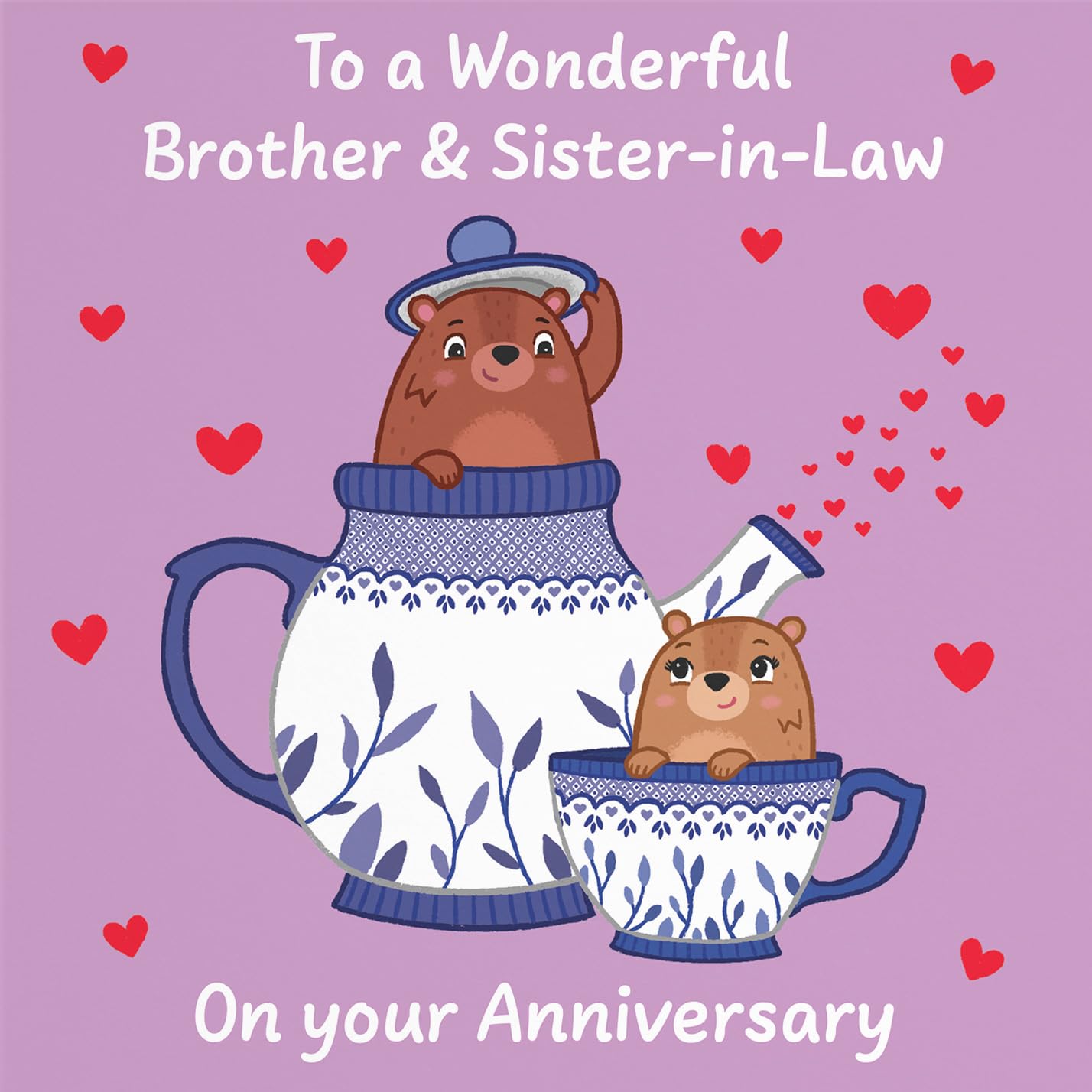 Hunts England, Cute Teapot Brother And Sister In Law Anniversary Card - Image 2