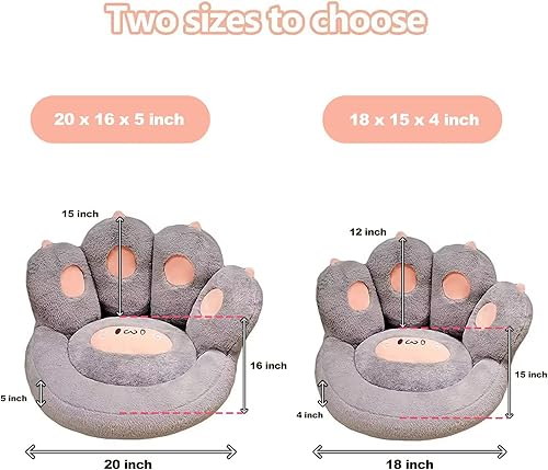 Miniatura 2 de Ditucu Cojín de pata de gato perezoso para sofá y silla de 18 pulgadas, cómodo cojín de felpa kawaii cálido para el suelo, bonita almohadilla de
