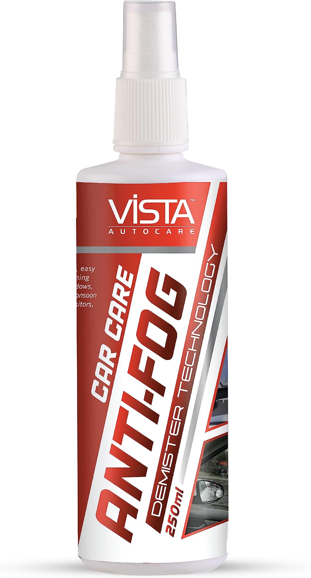 Vista Auto Care Anti Fog Demister 250ml | Anti-Fog Spray for Windscreen | Anti-Fog Spray for Car and Helmet