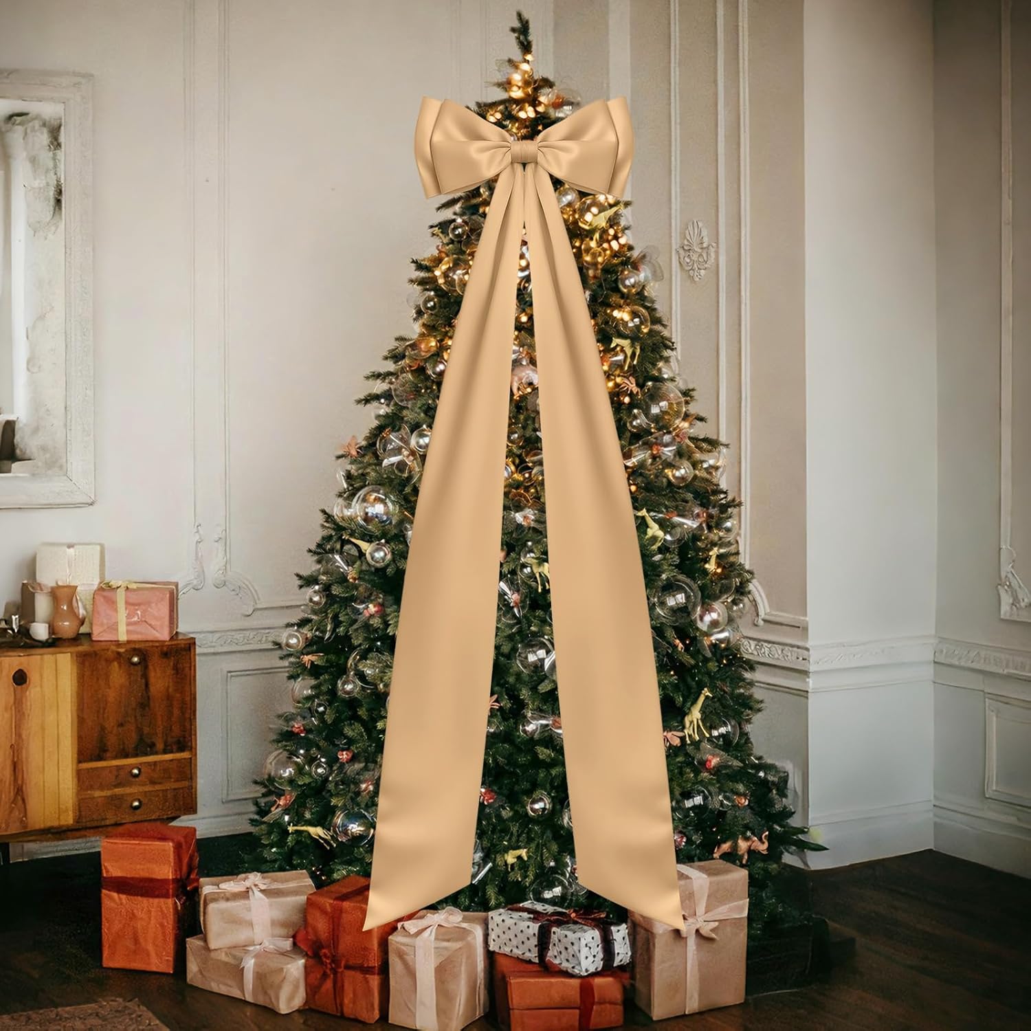 Large Satin Bow Decoration Giant Wall Bows for Backdrop Big Bows Themed Room Decorative Decor Wedding Baby Shower Bridal Champagne - Image 7