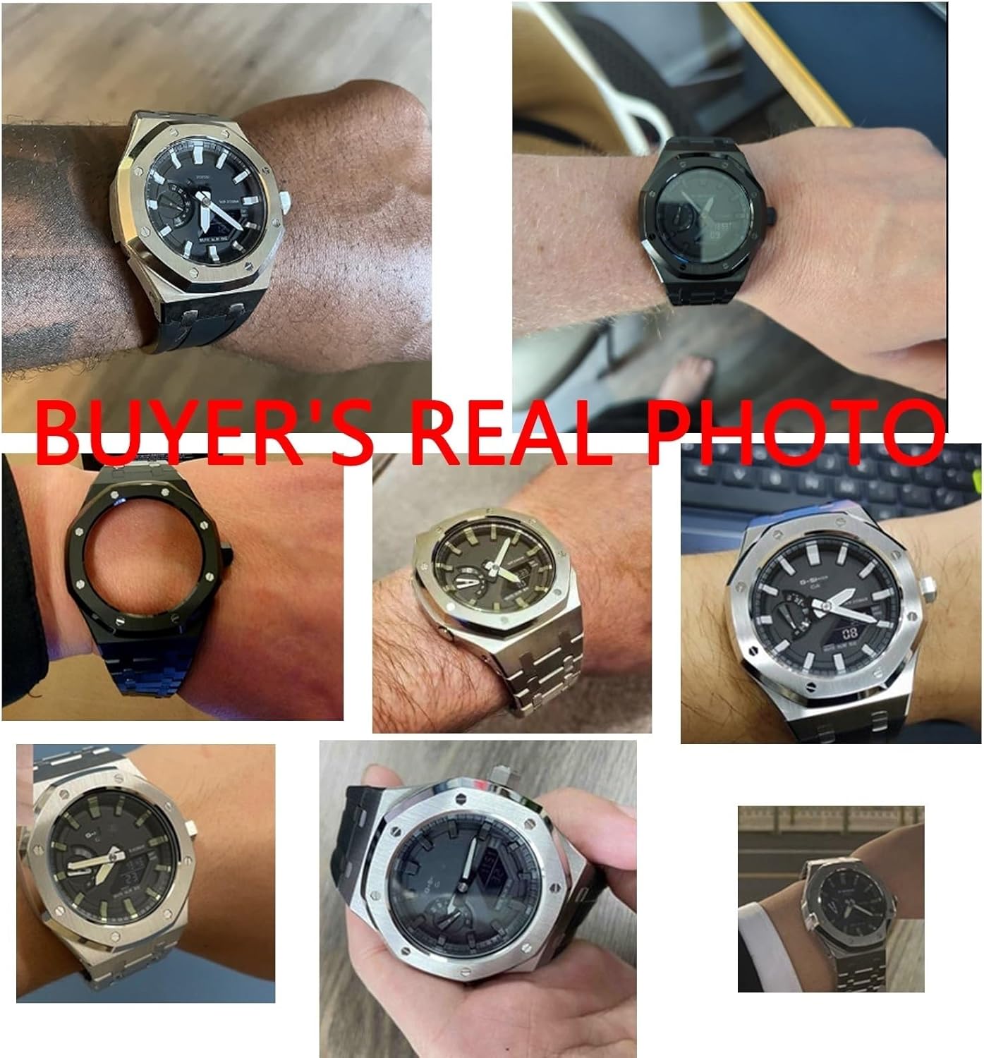 MXCERH For GA2100-1A1 Mod Kit Accessories with bottom cover GA2100 Model Oak All Metal Bezel Strap Style Watch Bands