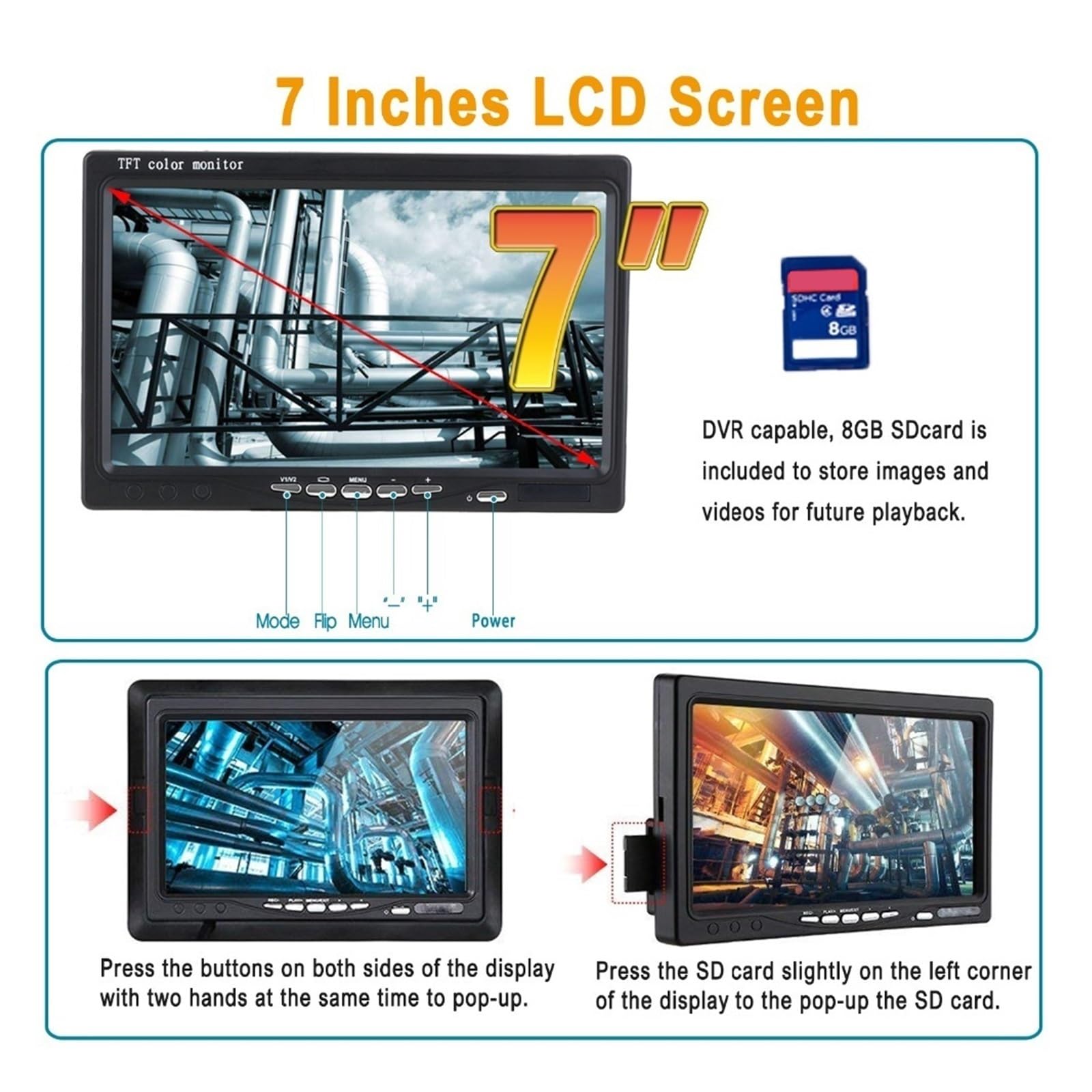Cámara de inspección tuberías DVR 7 "Monitor HD 1080P 8GB 20/30/50/100M SYANSPAN 23mm IP68 Drenaje Tubería alcantarillado Endoscopio industrial(30m,23mm NO DVR)