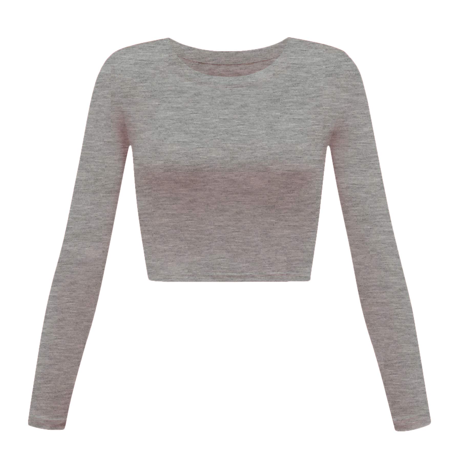 Women's Basic Round Neck Long Sleeve Crop Top