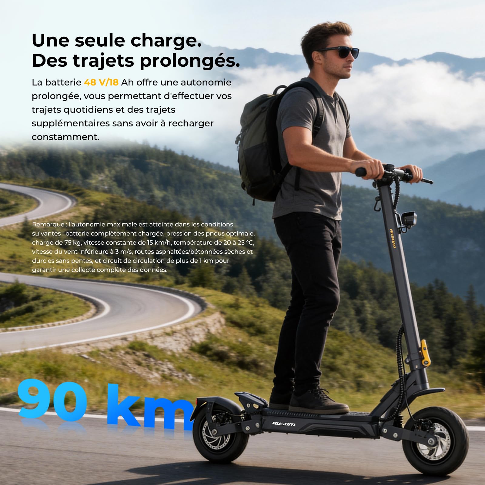 Ausom Gosoul 2 / L2 Max Trottinette Électrique Adultes, Autonomie 70KM/90KM, Freins à Disque avec E-ABS, Idéale pour Les Déplacements Urbains, 10" trotinette électrique Pliable Tout Terrain