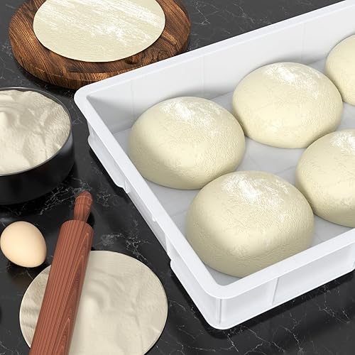 Miniatura 6 de Paquete de 4 bandejas de caja de prueba de masa de pizza comercial con tapa, contenedor de plástico para masa de pizza