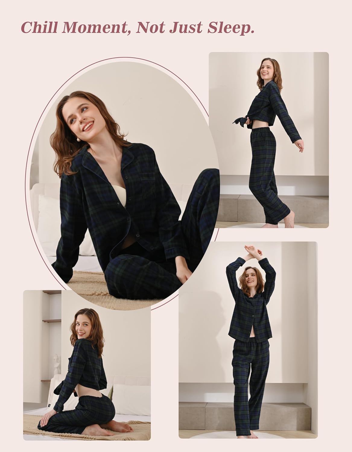 100% Cotton Pajamas for Women 2 Piece PJs Set Long Sleeve Button Down Breathable Woven Sleepwear Loungewear XS-XXL - Image 7
