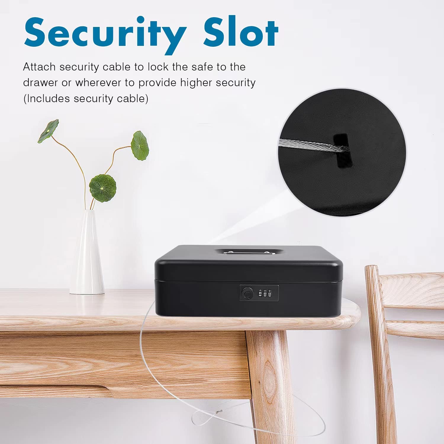 INFUN Cash Box with Money Tray, Durable Large Steel Money Boxes, 5