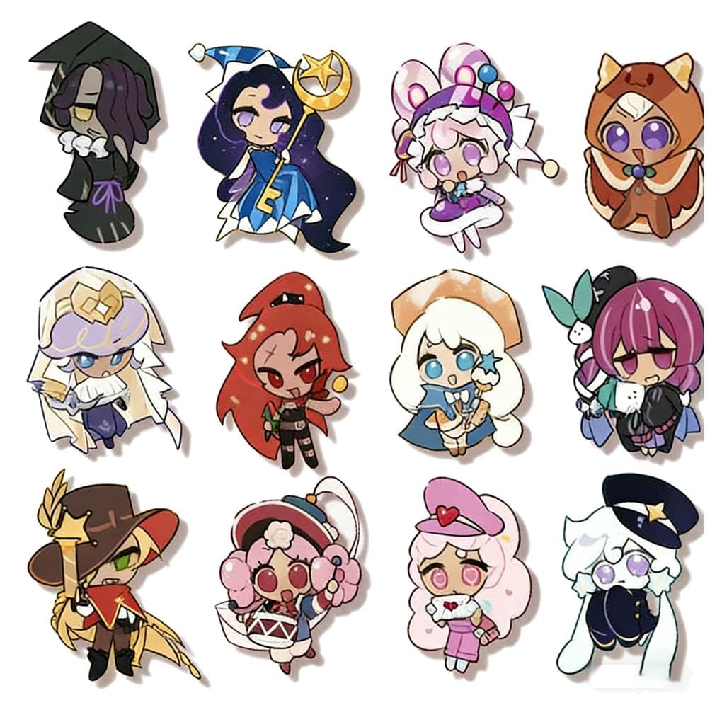 12 Pcs CookiesRun Badge Anime Figure Brooch Cool Pins, Acryl, CookiesRun Cosplay Accessories