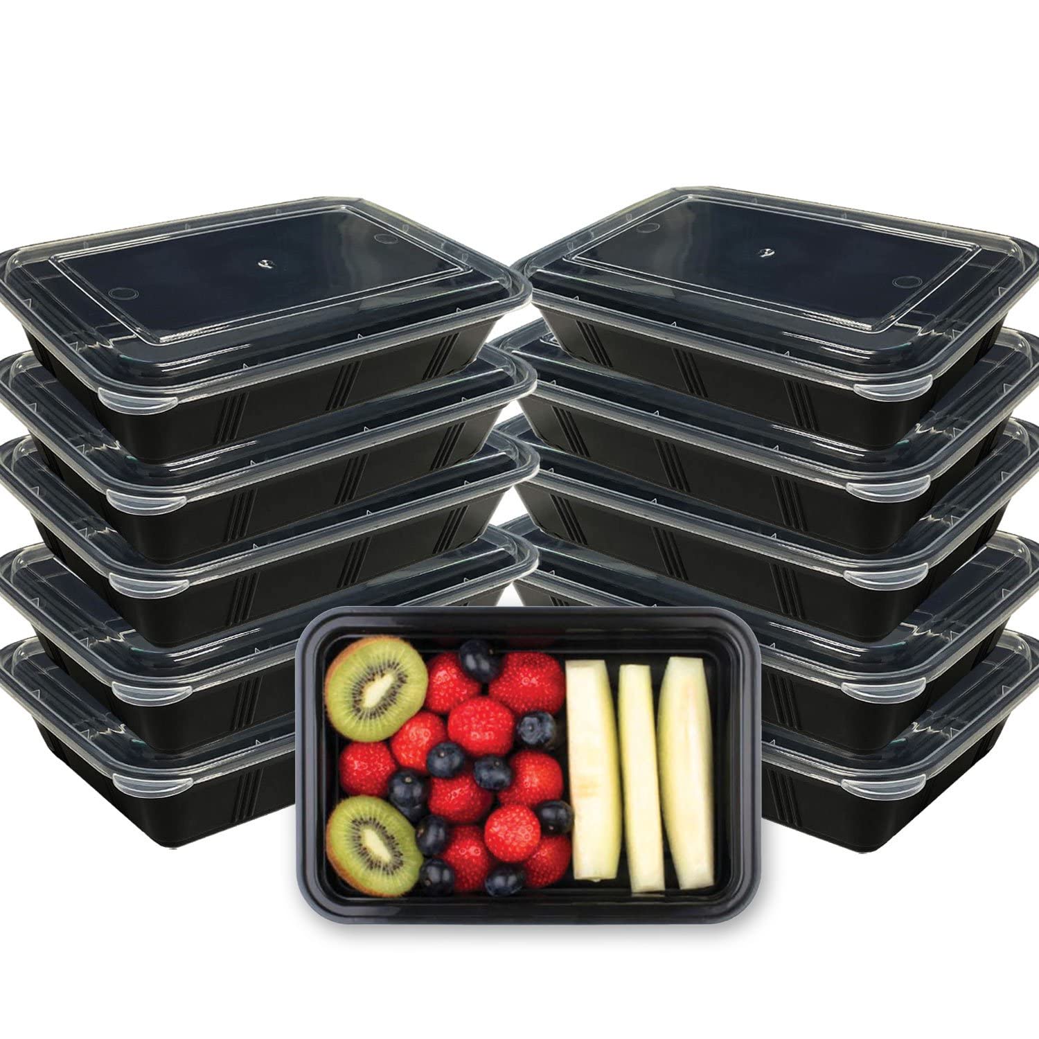 Efforias(10 Pack, 16oz) 1 Compartment Plastic Meal Prep Containers - Reusable BPA Free Food Containers with Airtight Lids - Microwavable, Freezer and Dishwasher Safe