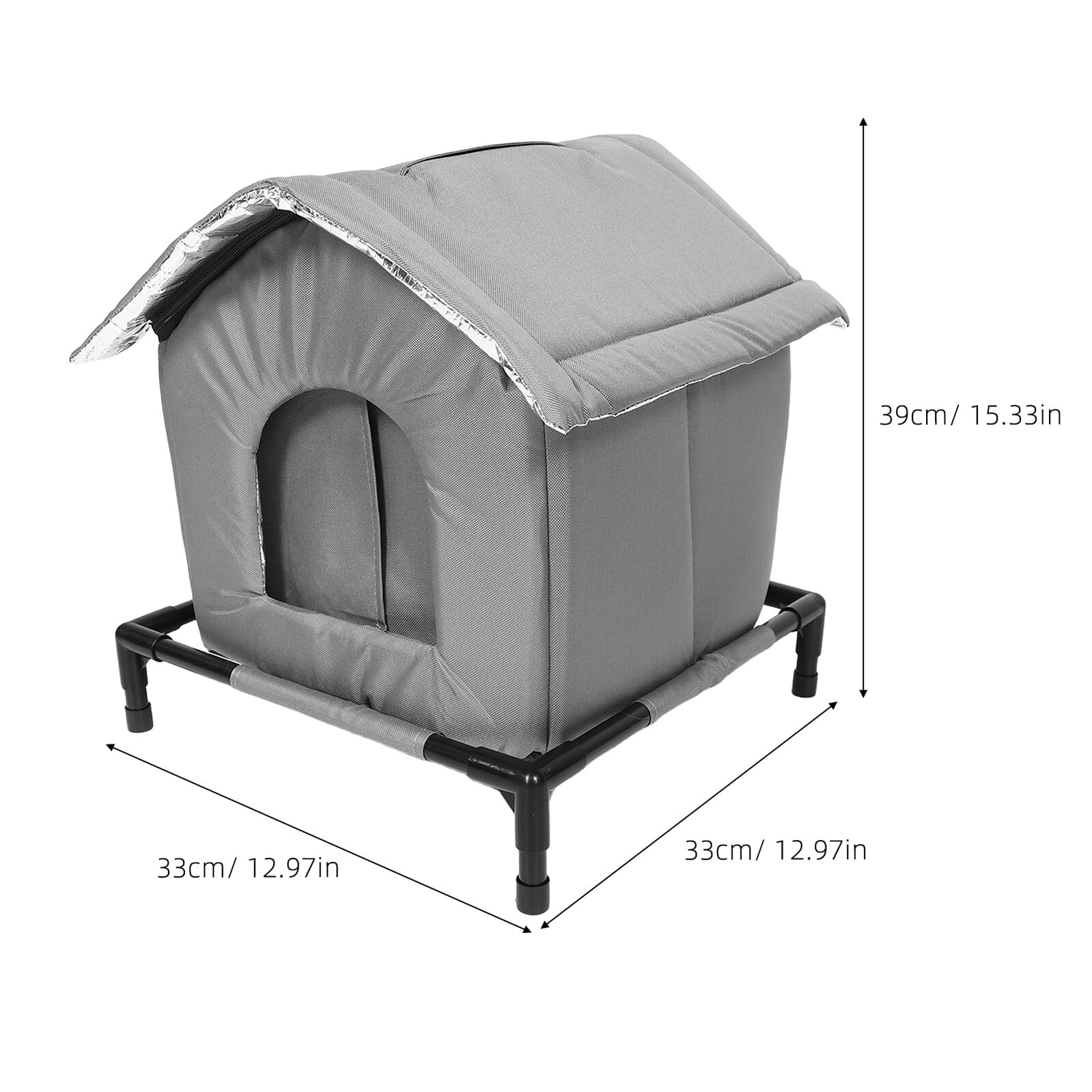 Abaodam Niche à Chat Extérieure Étanche Et Isolée en Tissu Imperméable, Petite Taille Grise, Abri Fermé Protecteur pour Chats Errants, Refuge Hivernal pour Espaces Extérieurs Et Jardins