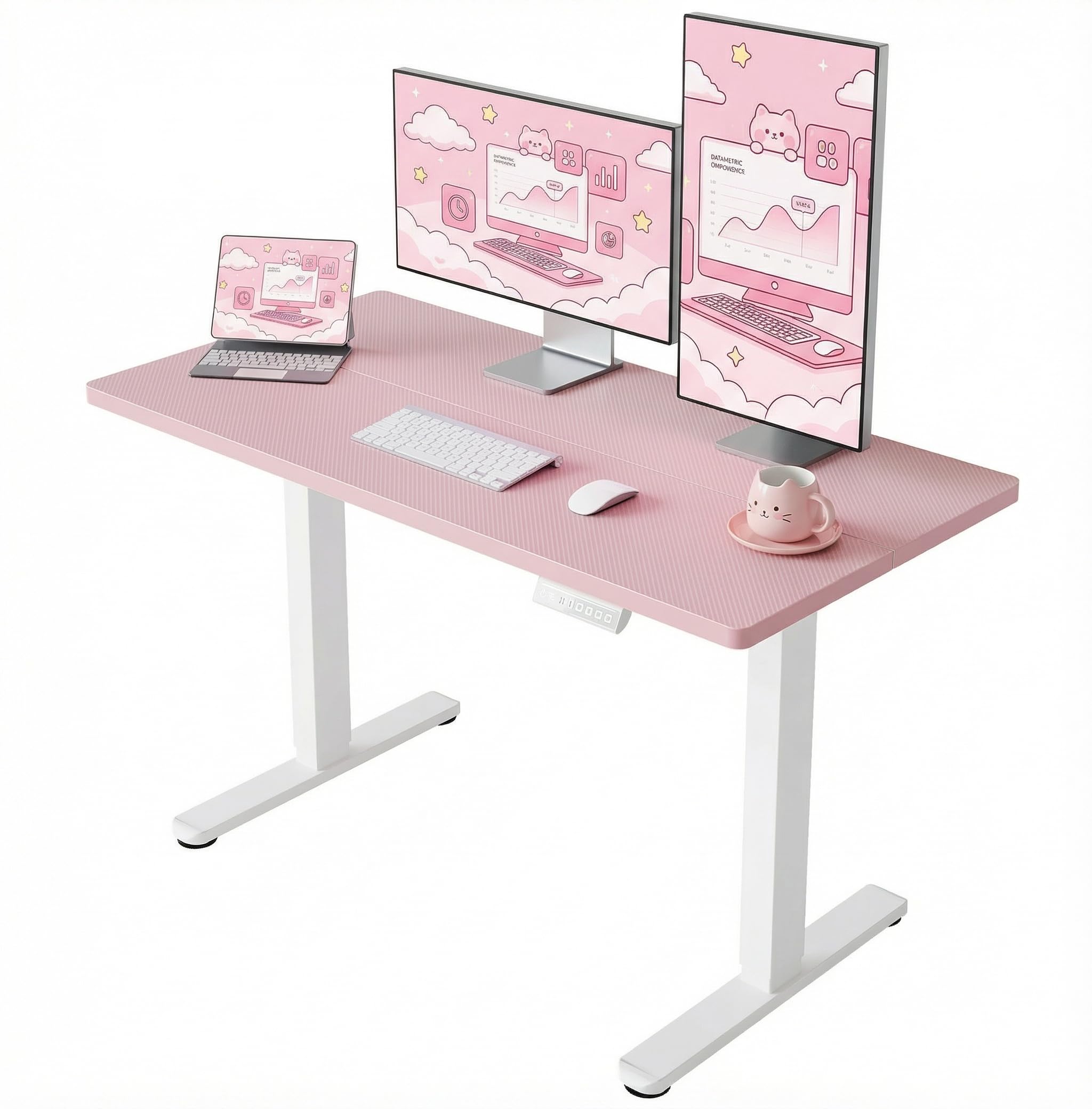 HUANUO Electric Standing Desk,48" x 24" Height Adjustable Desk, 4 Memory Height Settings, Sit to Stand Up Desk for Home Office, with Headphone Hook,