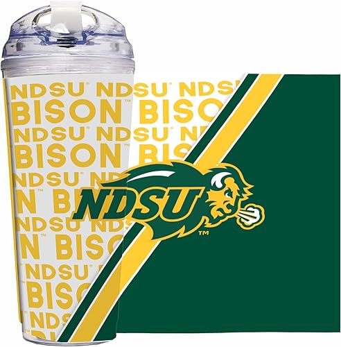 Miniatura 64 de Rico Industries NCAA - Vaso de acrílico estándar de 24 onzas con tapa con bisagras, vaso de doble pared con licencia oficial y popote