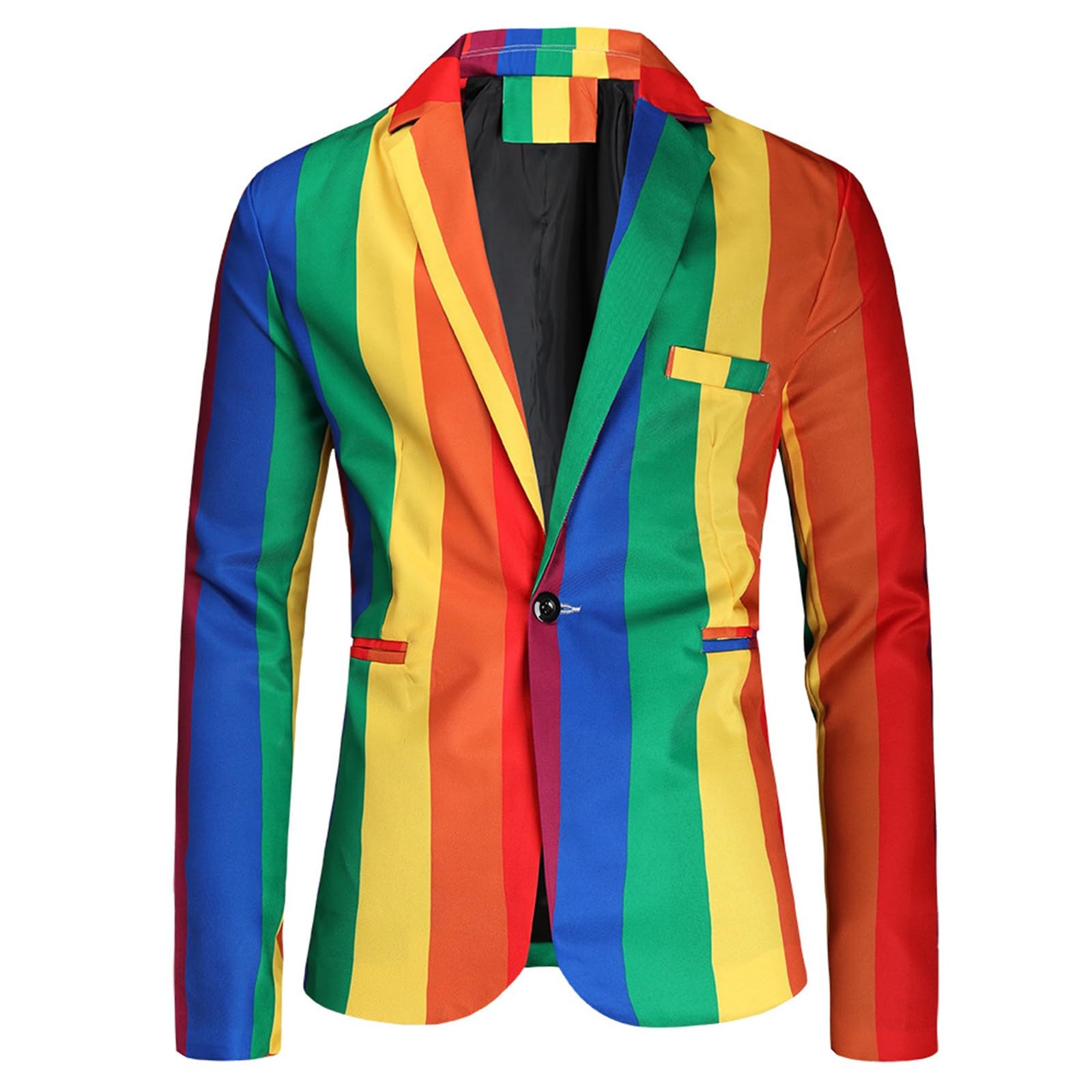 Generico Tuta Leggera Uomo Set da 3 Pezzi Button Casual Giacca Arcobaleno Pantalone Gilet Completo Lavoro Formale Abito Tuxedo Tuta da Corsa Uomo Regular Fit Elastico Sportivo
