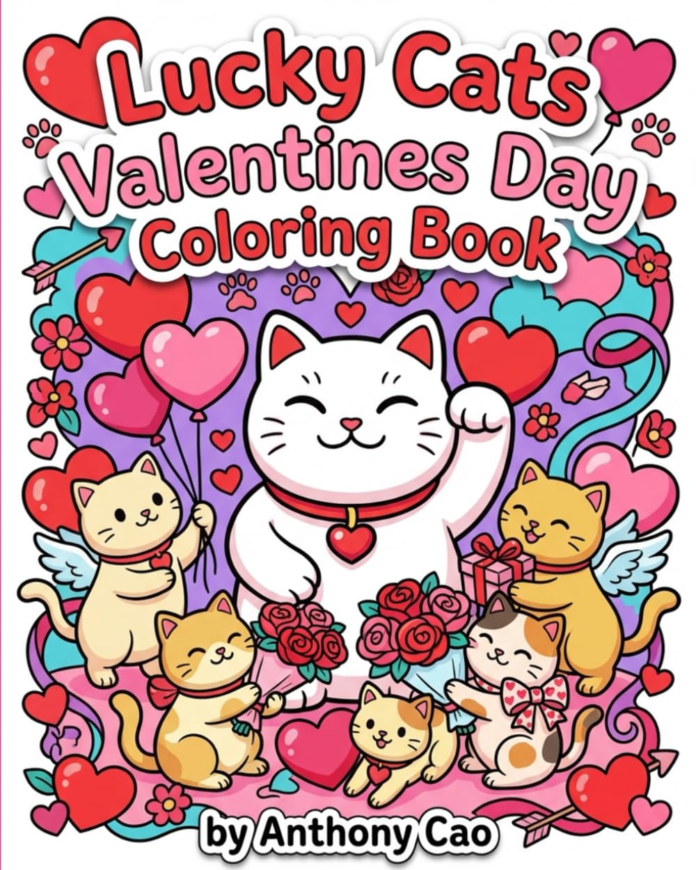 Lucky Cats Valentines Day Coloring Book