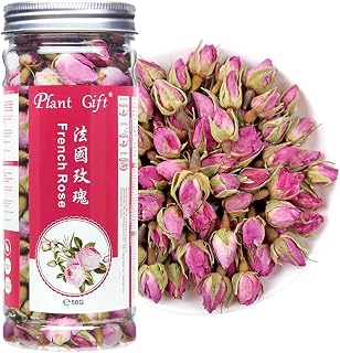 Plant Gift France Rose Buds, 50G/1.76oz, Pétalos de Rosa, Té de Hierbas Dulce, Alivio del Estrés y Mágico, Apoyo Inmune, No GMO, Sin Cafeína