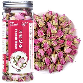 PlantGift France Rose Buds, 50G/1.76oz Pink Rose Petals, Sweet Rose Herbal Tea, Stress Relieving & Magical, Immune Support, Non-GMO, Caffeine-Free
