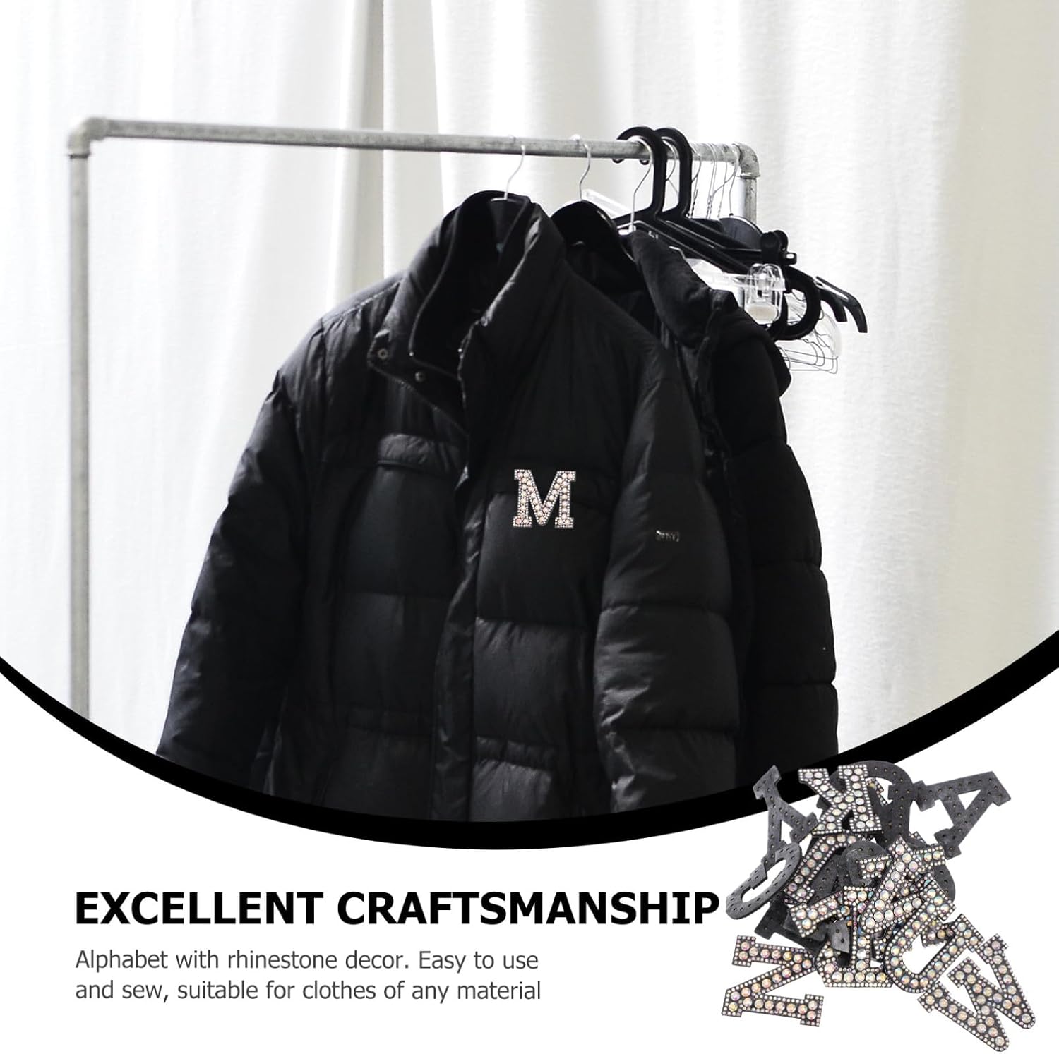 26Pcs Rhinestone Alphabet Patches Sewing Applique for Clothing and Bags DIY Repair Embellishments with Letters for T-Shirts and Garments