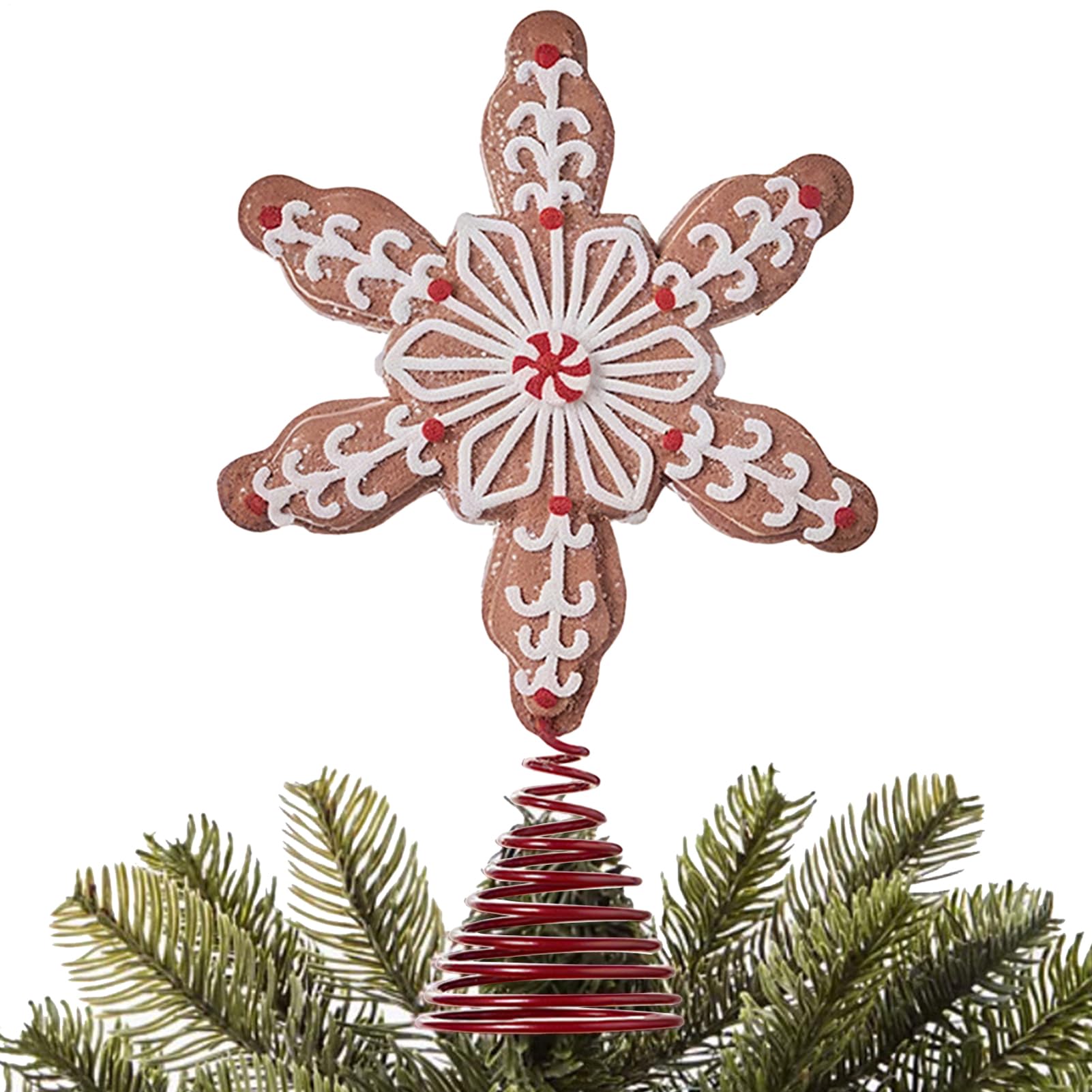 Wuvfojca Wooden Christmas Tree Toppers Snowflake 11.5x11.5x3cm Wooden Tree Toppers Trees Top Ornaments Decoration For Indoor Outdoor Home Dining Tables Porch Fireplaces Garden Backyard Yard