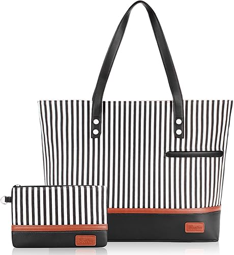 Miniatura 9 de Bolsa de mano para portátil para mujer bolsa de lona grande para mujer bolsa de trabajo impermeable para computadora portátil de 156 pulgadas Negro,