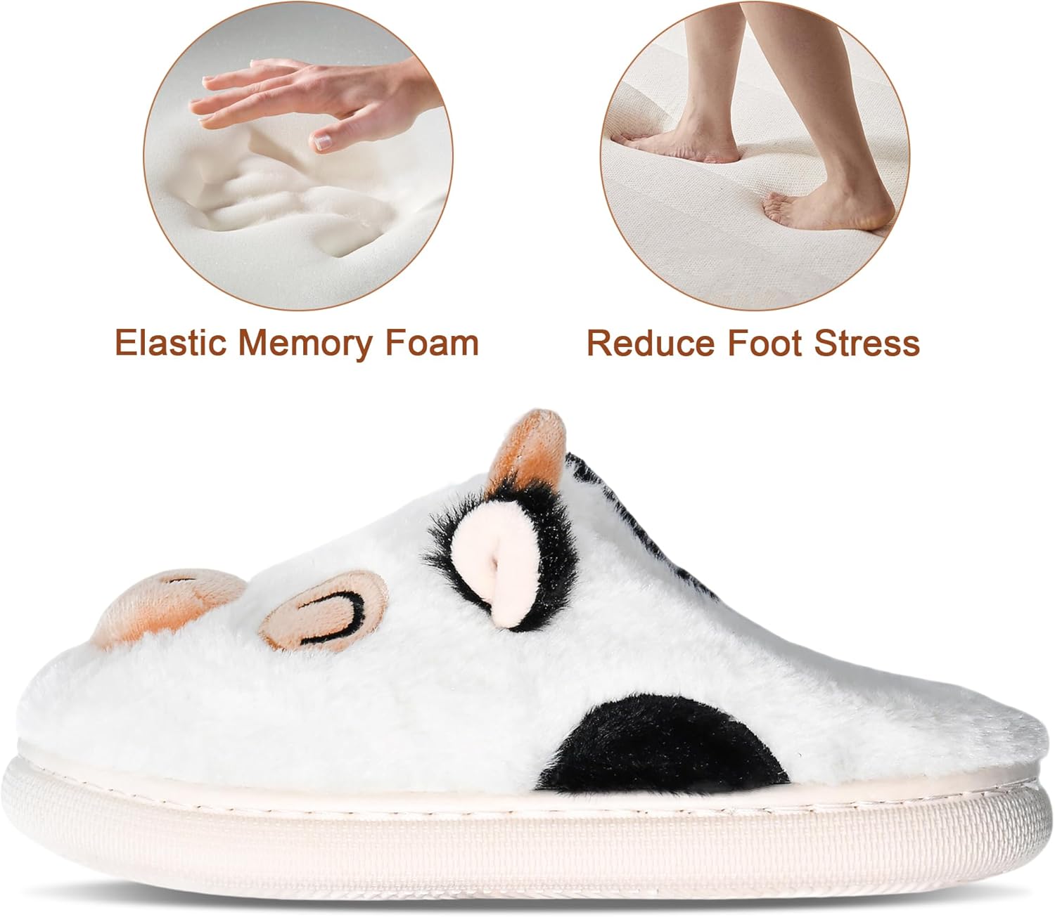 Cute Animal Slippers for Women - Fuzzy Plush Memory Foam Indoor, Machine Washable Cozy House Shoes - Image 3