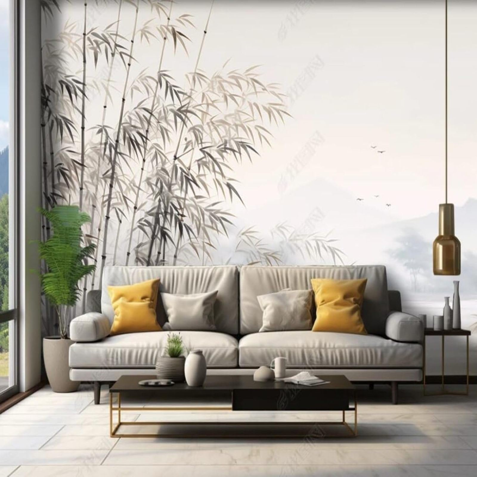 Mural bosque de bambu 3D XLMING para pared de dormitorio y sofa