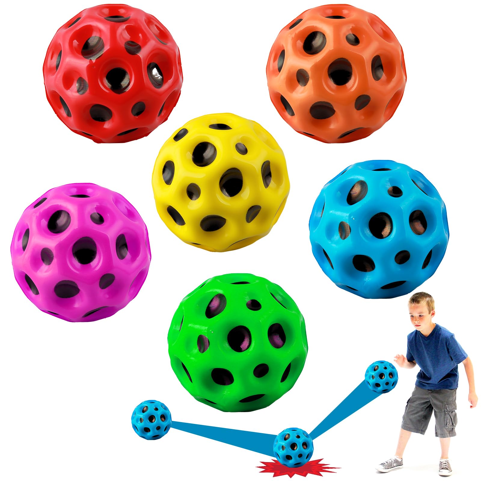 Tundwhite 3 Balles Espace Sauteuses – Moon Bouncing Balls En PU, Rebond Extra Haut, Effet Sonore Pop – Cadeau Enfant