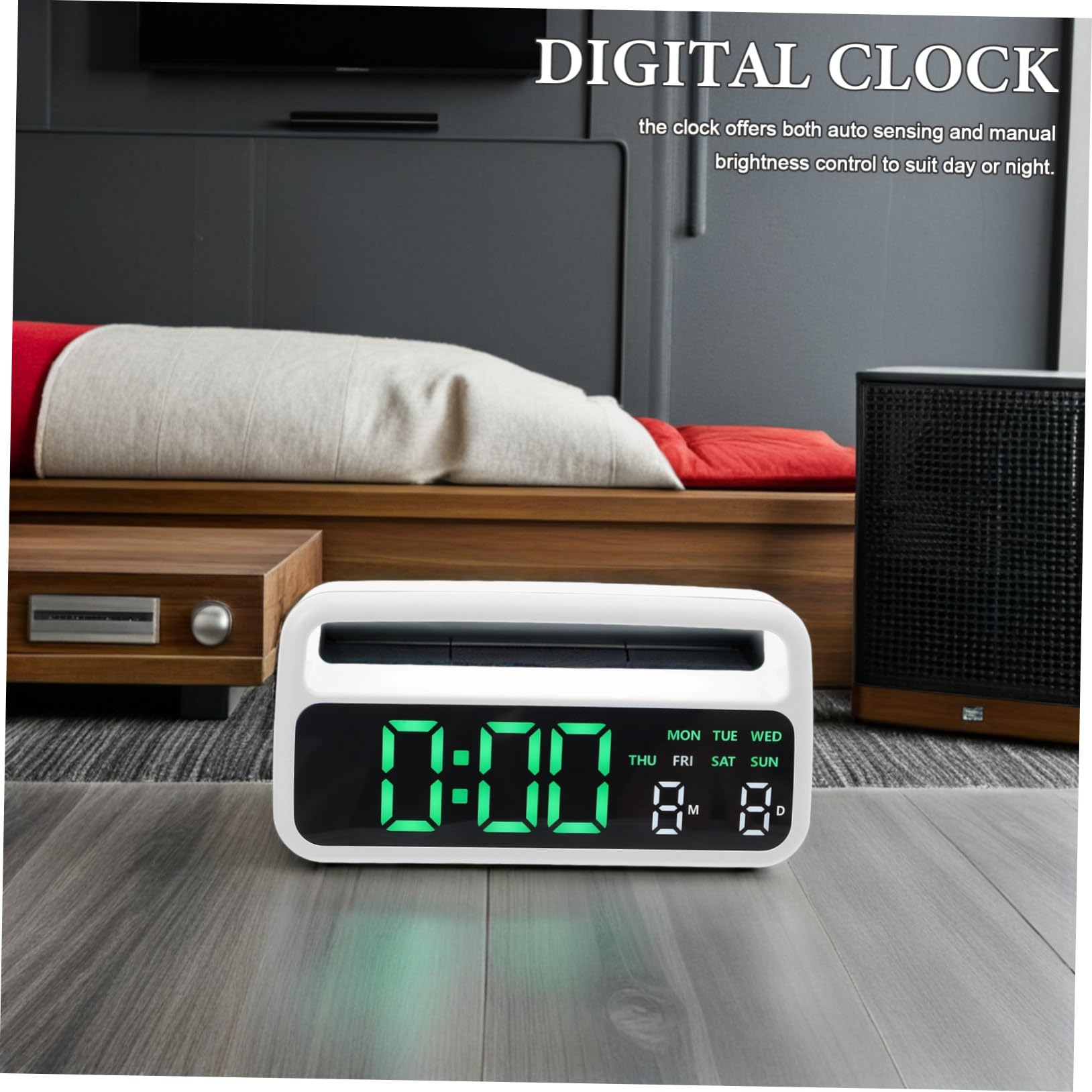 Toyvian Orologio Digitale da Tavolo con Display Grande, Bianco | Plastica, Alimentazione a Batterie Aaa 3x, Luce Ambientale con Doppia Luminosità