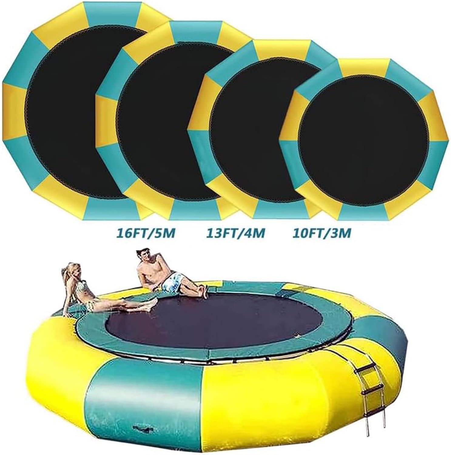 10Ft13Ft16Ft Inflatable Trampoline Bounce Suitable for Family Entertainment, Water Sports Toys with Slide, Outdoor Floating Platform for Pool Lake, Underground Pontoon Inflatable 13FT/4M image 2 of 8 B0D49M7SSK