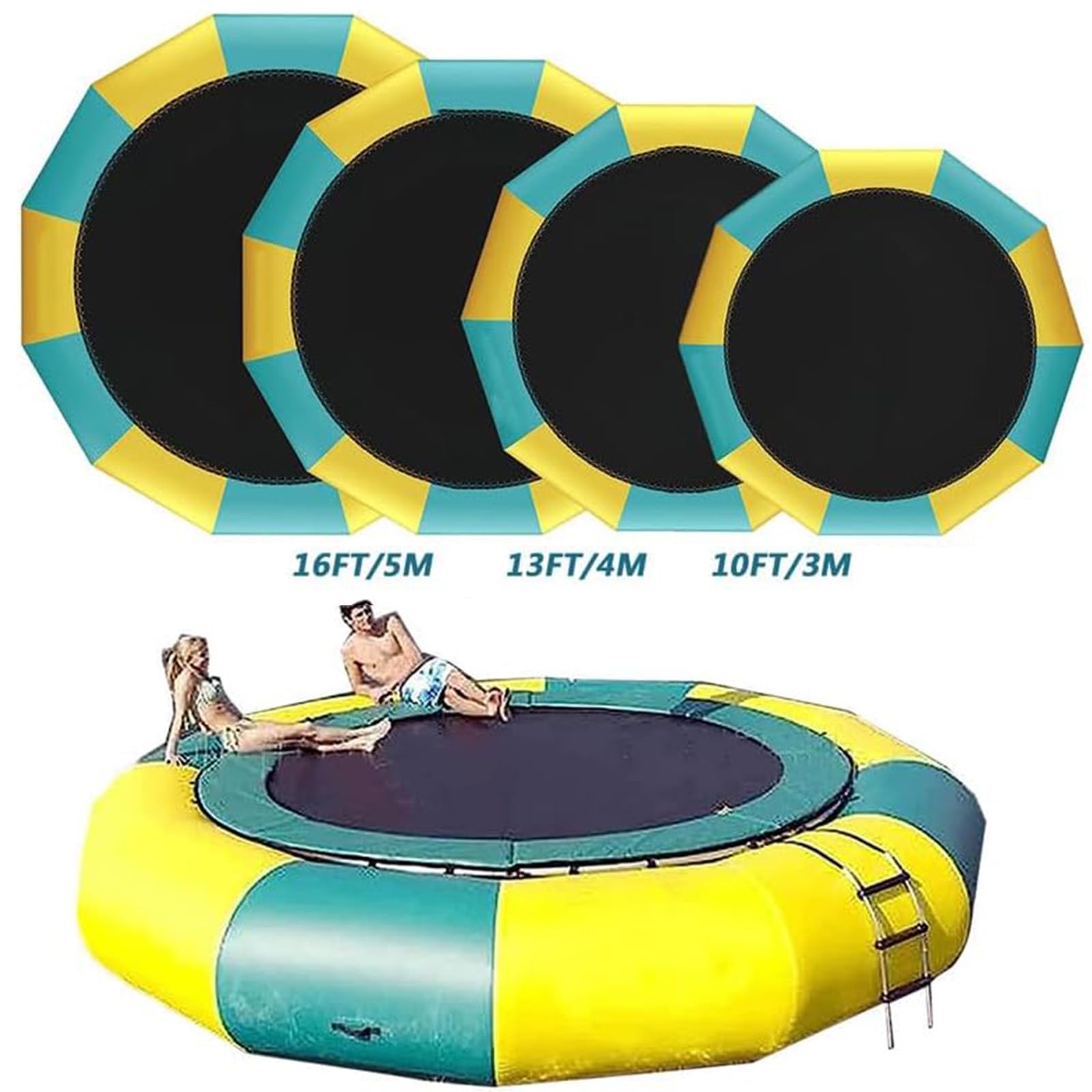 TAPIVA PVC Inflatable Water Trampoline, Lake Trampoline, Jumping Platform with Slide/Tube/Jumping Pillow Bag, Leisure Trampoline, Water Jumping Bag, Trampoline Water Toy, 16FT/5M