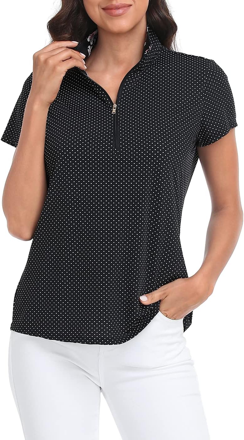 LRD Women's Golf Polo Shirt Short Sleeve Quarter Zip Mock Neck Tennis Shirt UPF 30 Sun Protection Quick Dry Performance Top - Image 5
