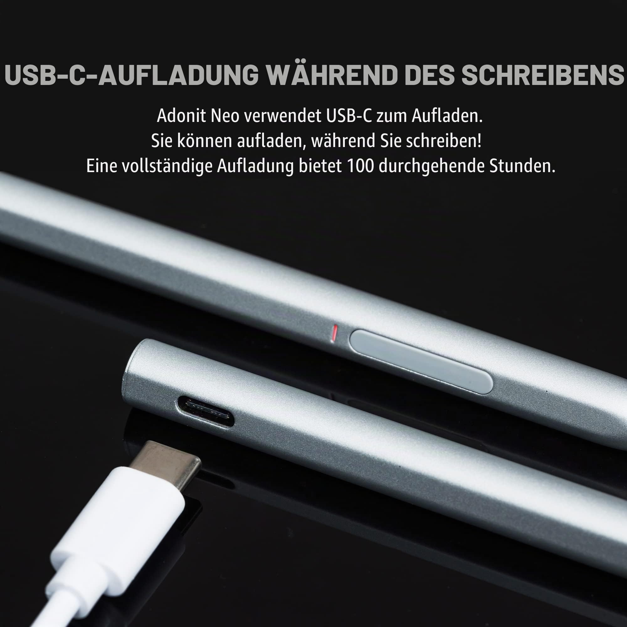 Adonit Neo Ink Stylus für Surface Pro 8/7/6/X, Go 3, Laptop, Silber