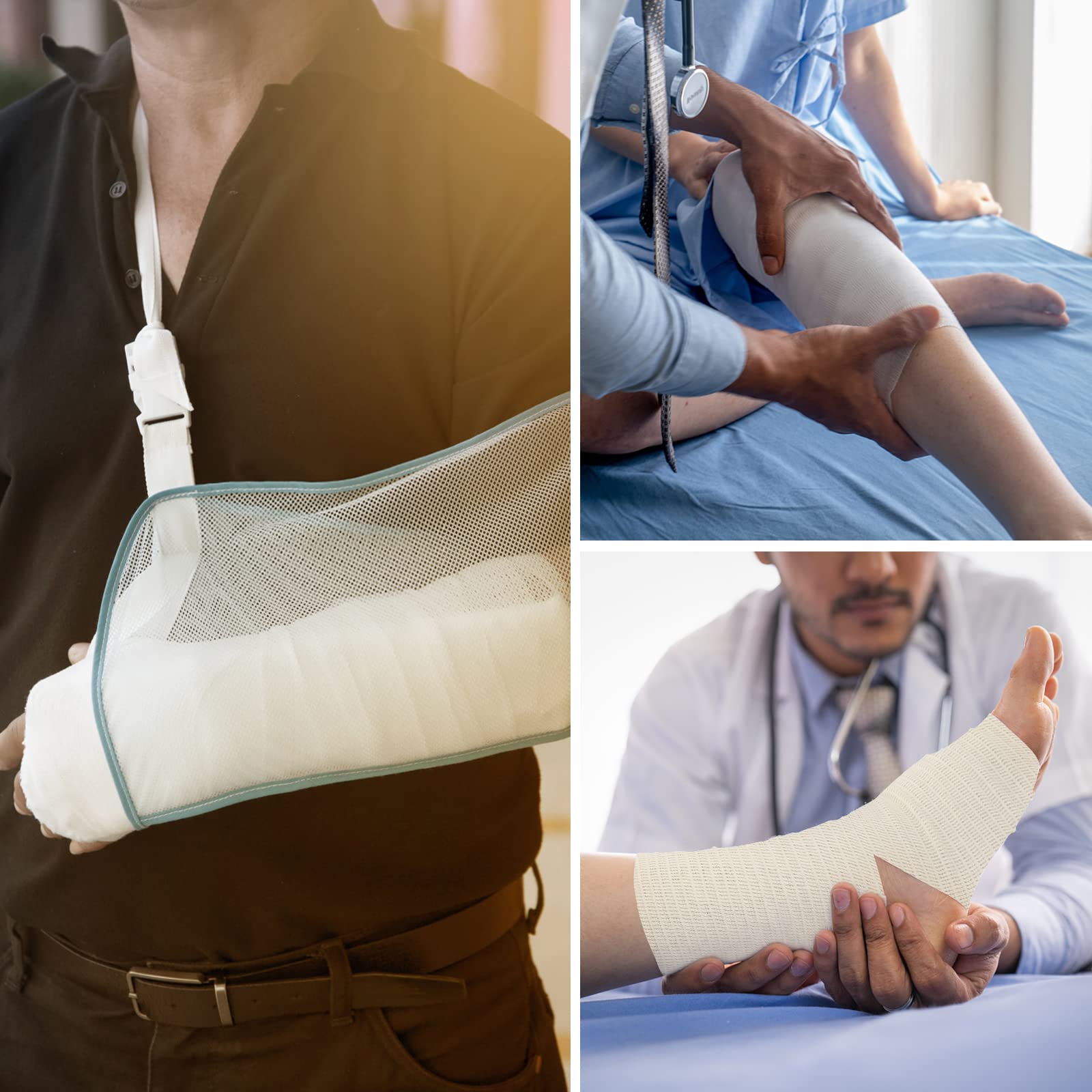 Bende Elastiche Tubolari Benda Ampia Benda salvapelle Elastan in Cotone per Supporto Ginocchio – metà Coscia, Cotone Elastan Bianco