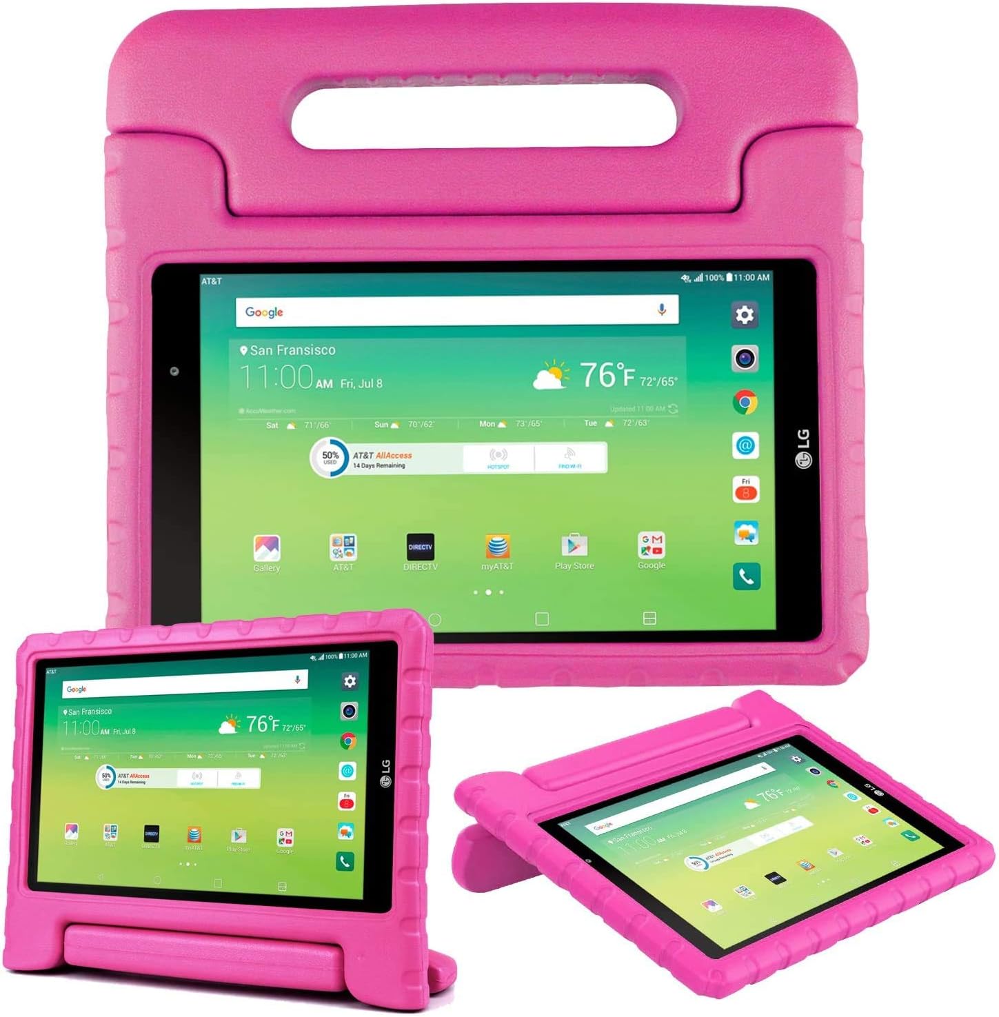 Kid Friendly Case Compatible for Alcatel Joy Tab 2 8.0 Inch Tablet 2020 Release(Model: 9032Z)/TCL Tab 8 Inch Tablet Shockproof Ultra Light Weight Convertible Handle Stand Cover (Rose)