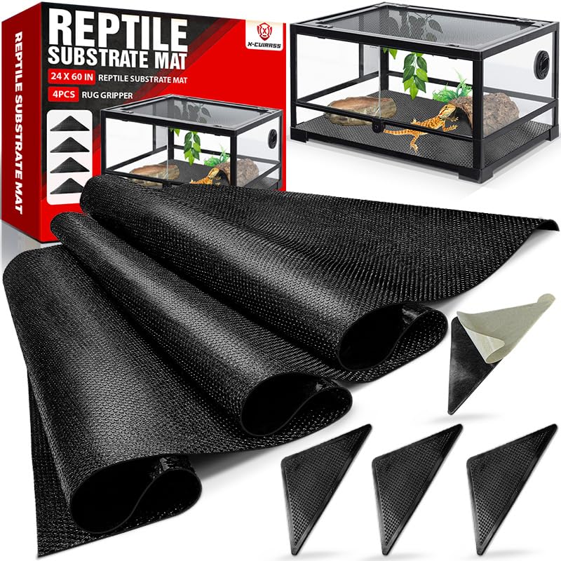 [Premium] 24'x60' Reptile Substrate Mat with 4 PCS Rug Gripper, Extra Thick & Ultra Comfortable,Non-slip, Reptile Tank Accessories for Bearded Dragon, Leopard Gecko,Lizard (not including tank)