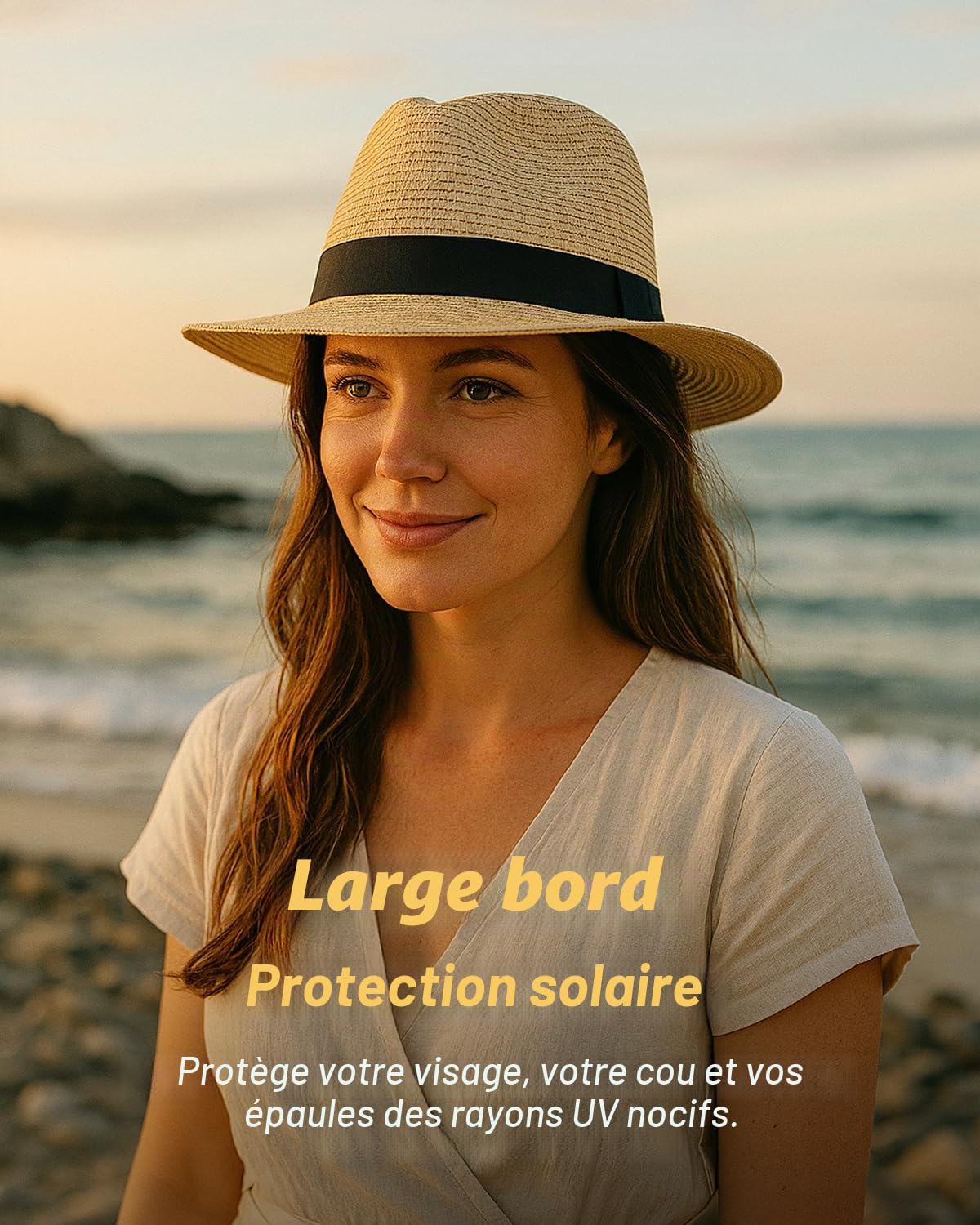 Zylioo S/M/L/XL/XXL Grand Chapeau Paille Panama Été Femme Homme Chapeau de Soleil Large Bord Beach Chapeaus