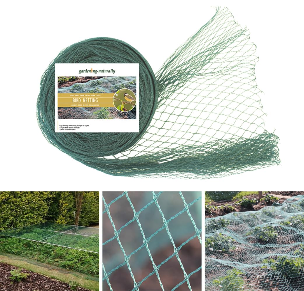 Gardening Naturally Green Bird Netting For Fruit And Vegetables - 4M (13Ft 1In) / 10M (32Ft 10In)
