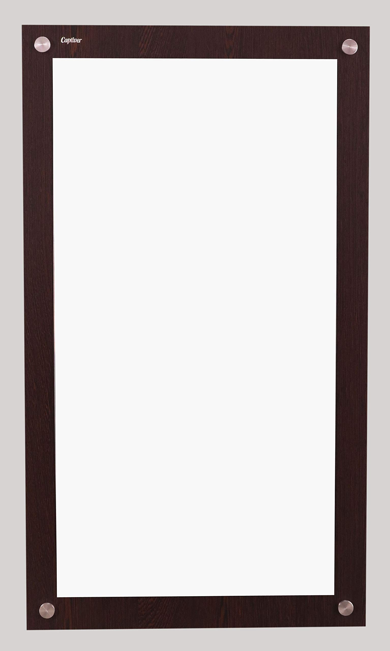 Captiver Engineered Wood Solid Base Frameless Decorative Wall Mounted Decorative Mirror (15X26 Inches, Wenge) Home Bathroom Living Room Bedroom Office Hall Shop