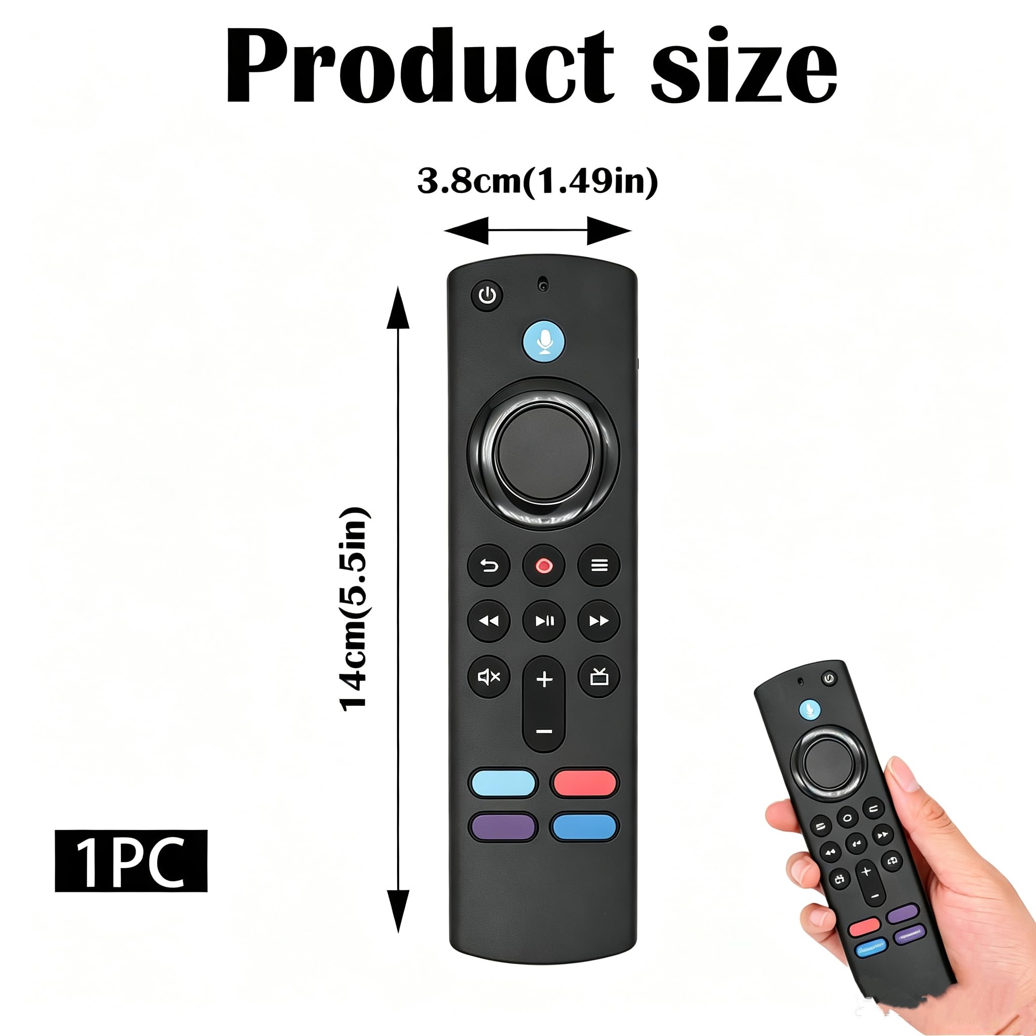 Zastępczy pilot głosowy do Smart TV Stick (2./3. Gen, 4K, 4K Max, Lite, HD) i Smart TV Cube (2/3. generacji) z Bluetooth i 4 programowalnymi przyciskami do szybkiego dostępu