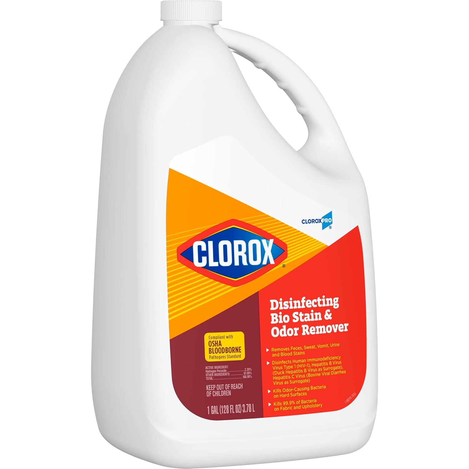 CloroxPro Clorox Disinfecting Bio Stain and Odor Remover Refill, 128 Fluid Ounces, Pack of 4 (Packaging May Vary)
